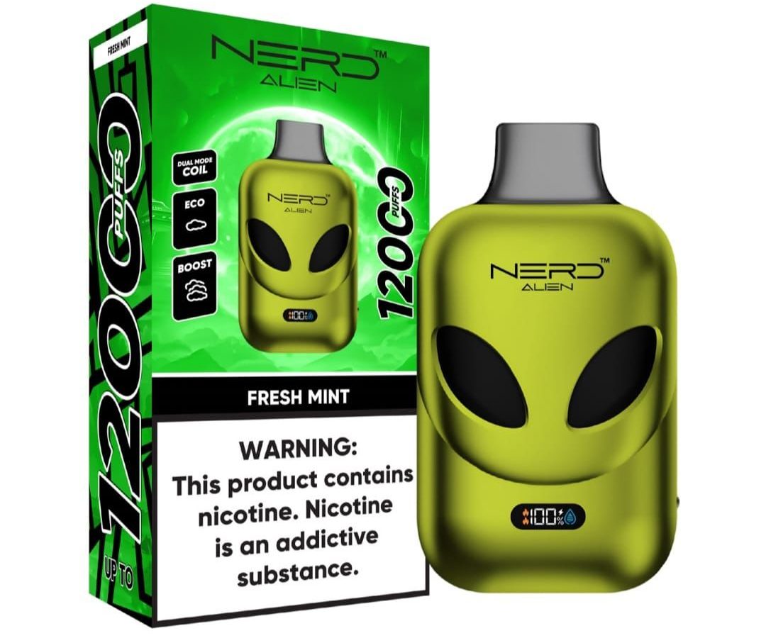 NERD ALIEN 12000 PUFFS 20MG DISPOSABLE VAPE – LONG-LASTING PERFORMANCE: